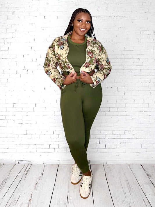 Rustic Floral Crop Jacket