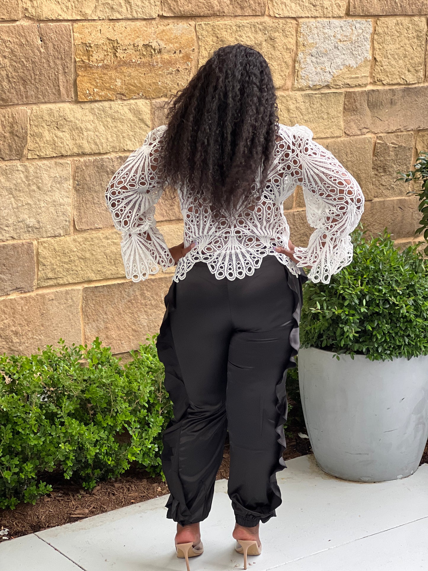 Black Ruffle  Pants